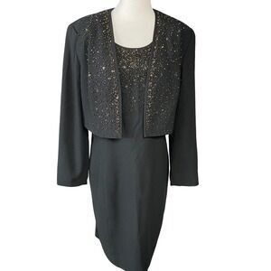 Nite Out Dress Womens 16 Beaded Sheath Jacket Set Formal Evening Elegant Special
